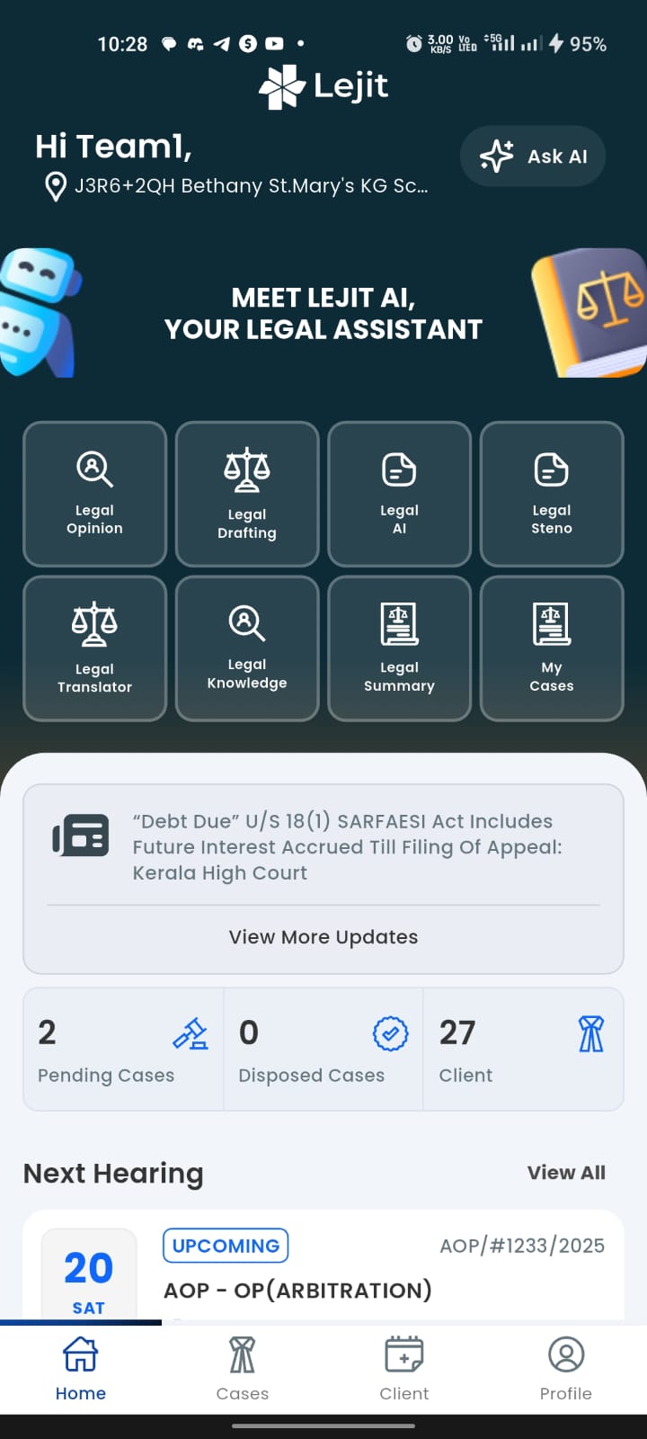 Lejit AI Home Screen